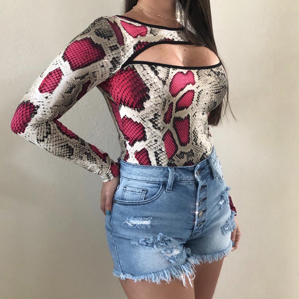 Snake Cutout Chest Bodysuit