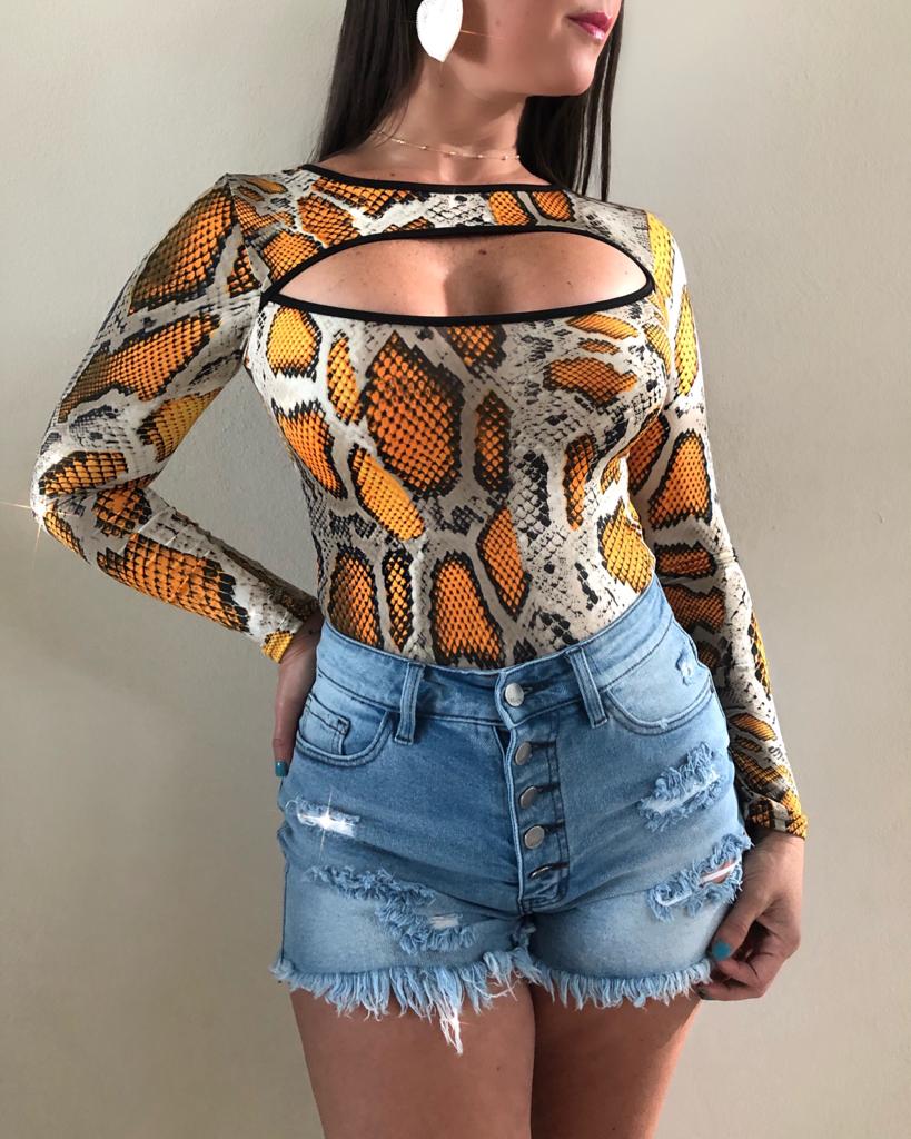 Snake Cutout Chest Bodysuit